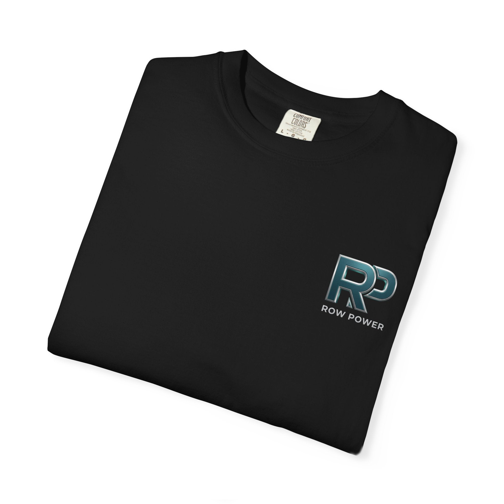 Row Power Logo T-Shirt — Athletic Crew Tee with Metallic RP Design