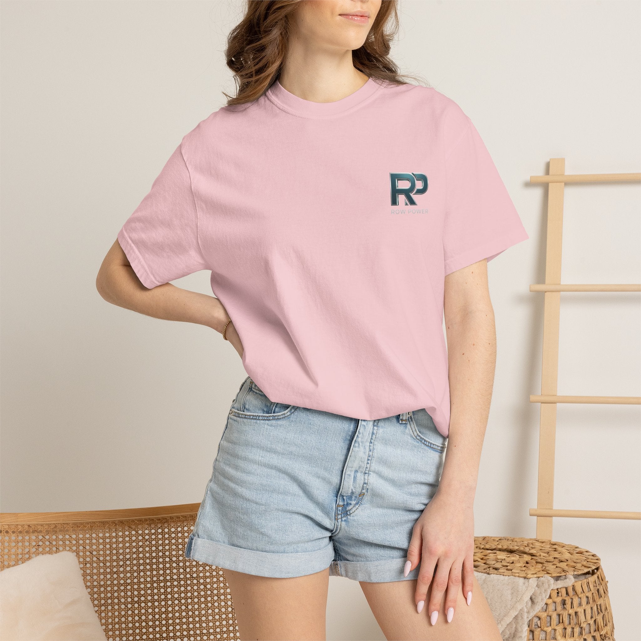 Row Power Logo T-Shirt — Athletic Crew Tee with Metallic RP Design