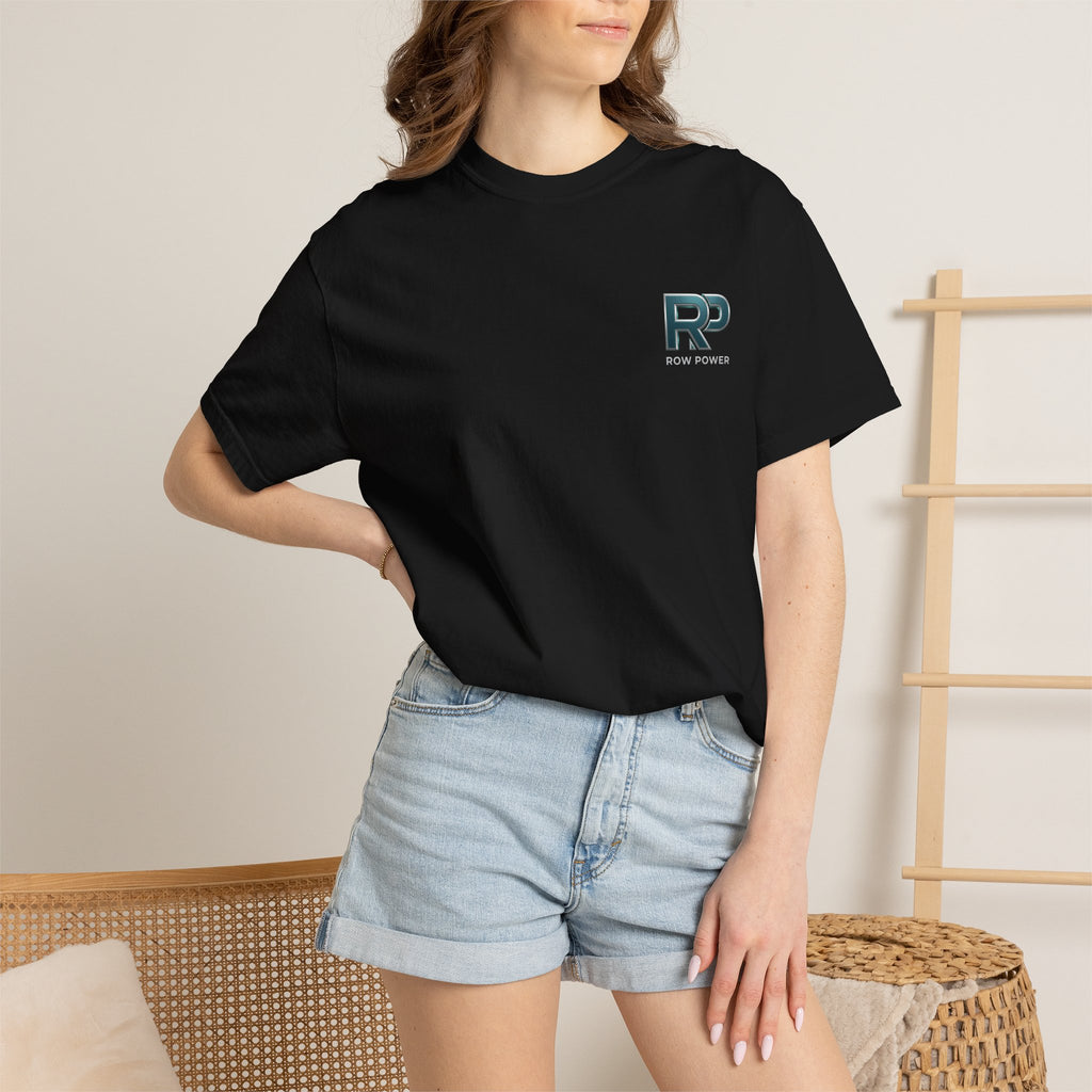 Row Power Logo T-Shirt — Athletic Crew Tee with Metallic RP Design
