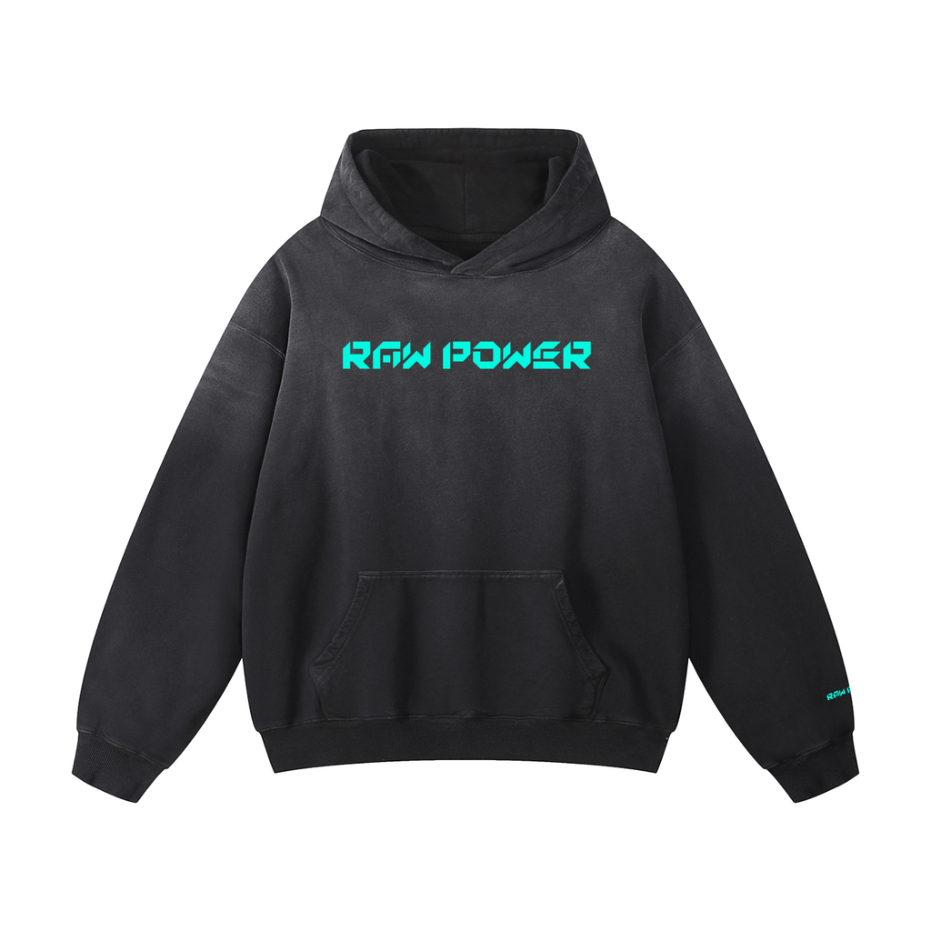 Oversized Hoodie Heavyweight Sun faded Raw Power