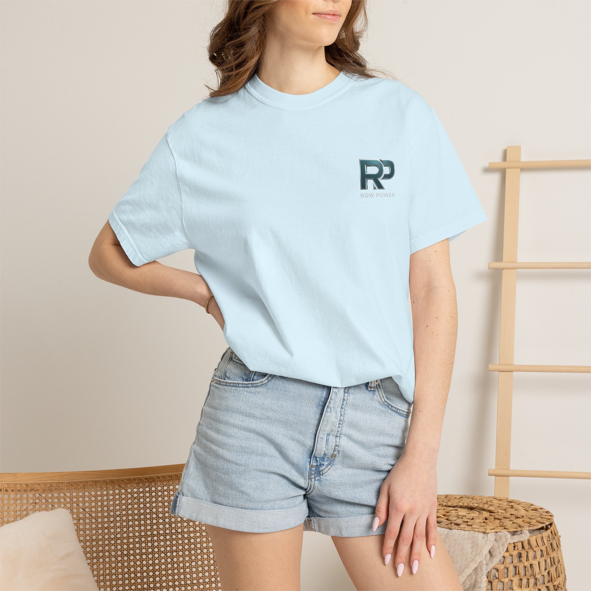 Row Power Logo T-Shirt — Athletic Crew Tee with Metallic RP Design