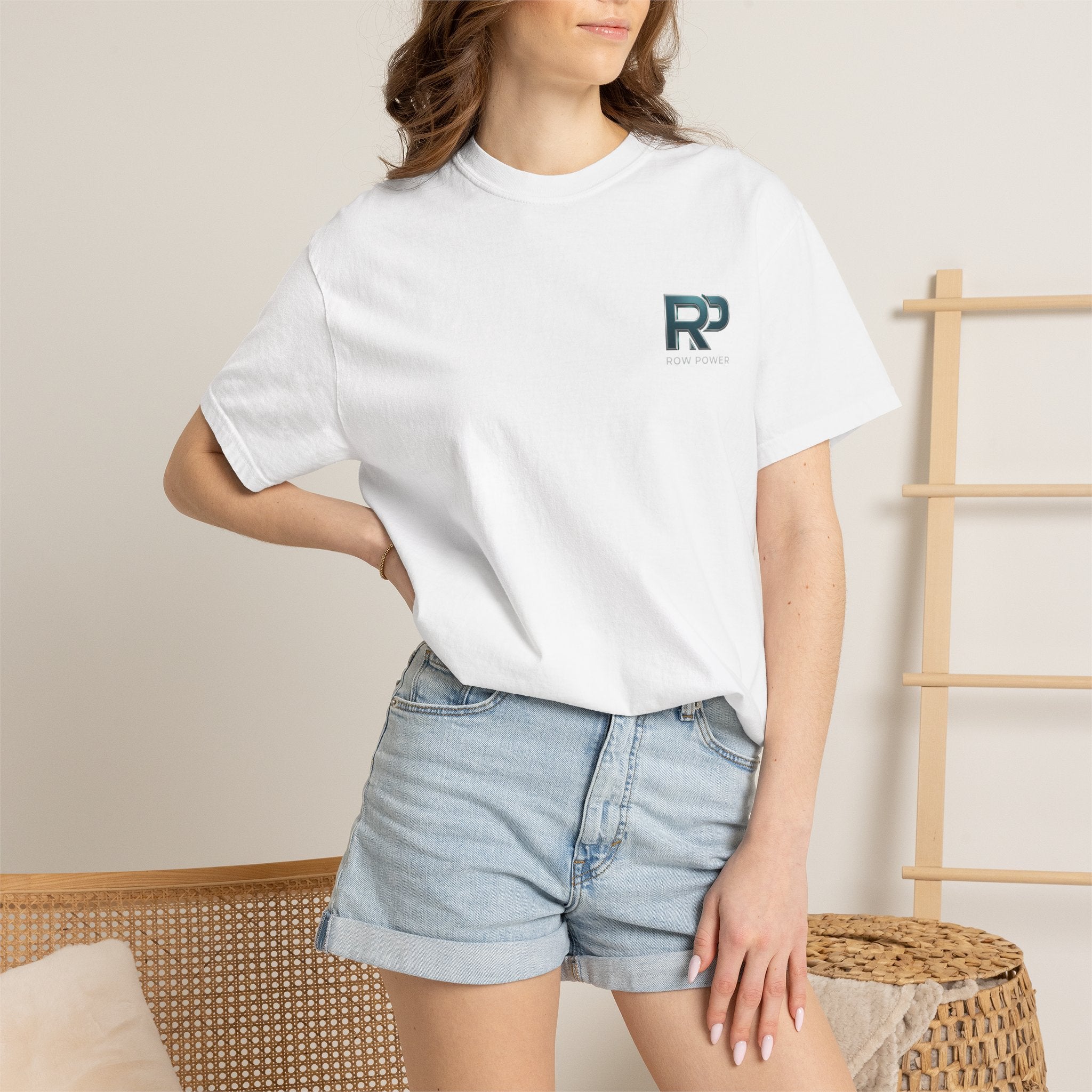 Row Power Logo T-Shirt — Athletic Crew Tee with Metallic RP Design