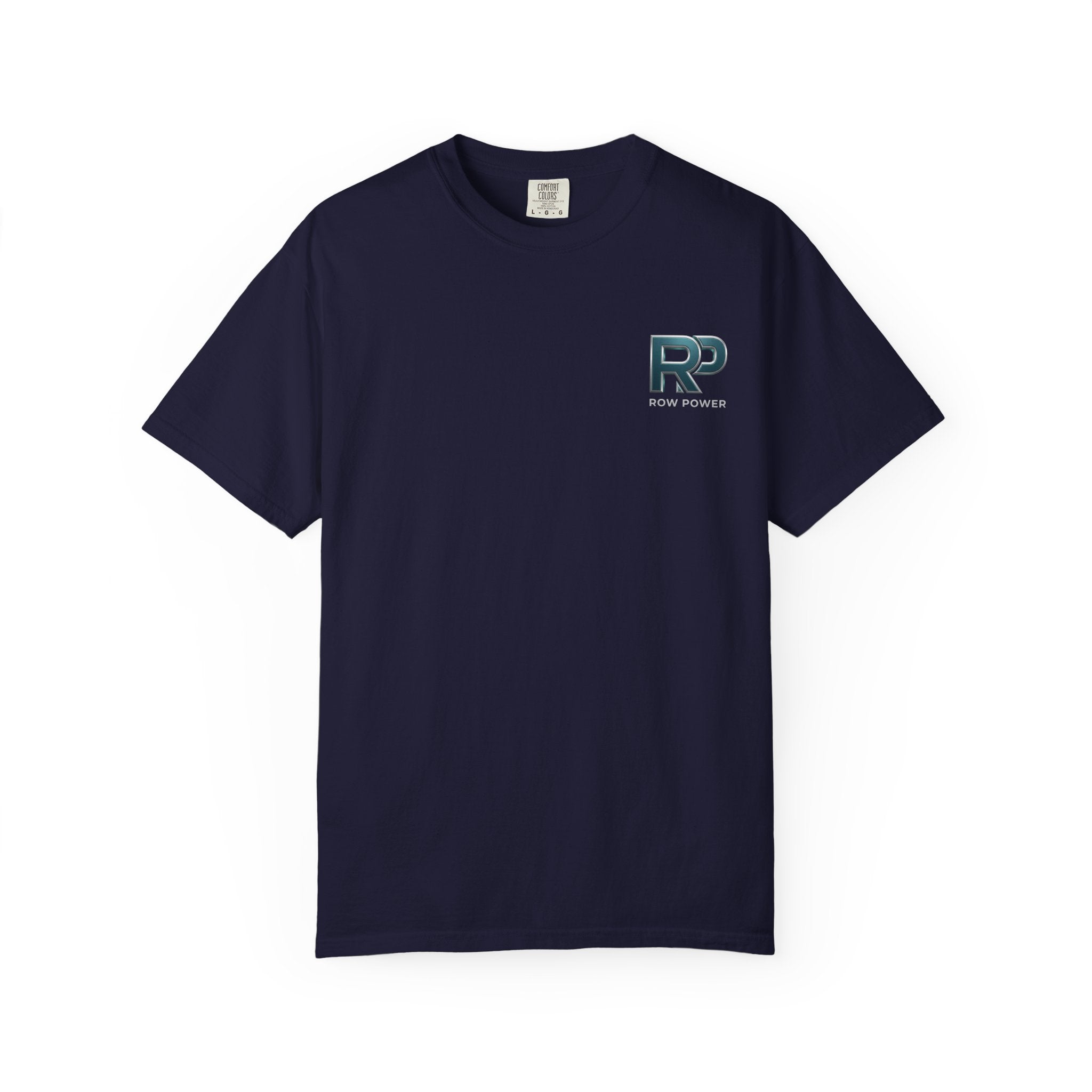 Row Power Logo T-Shirt — Athletic Crew Tee with Metallic RP Design