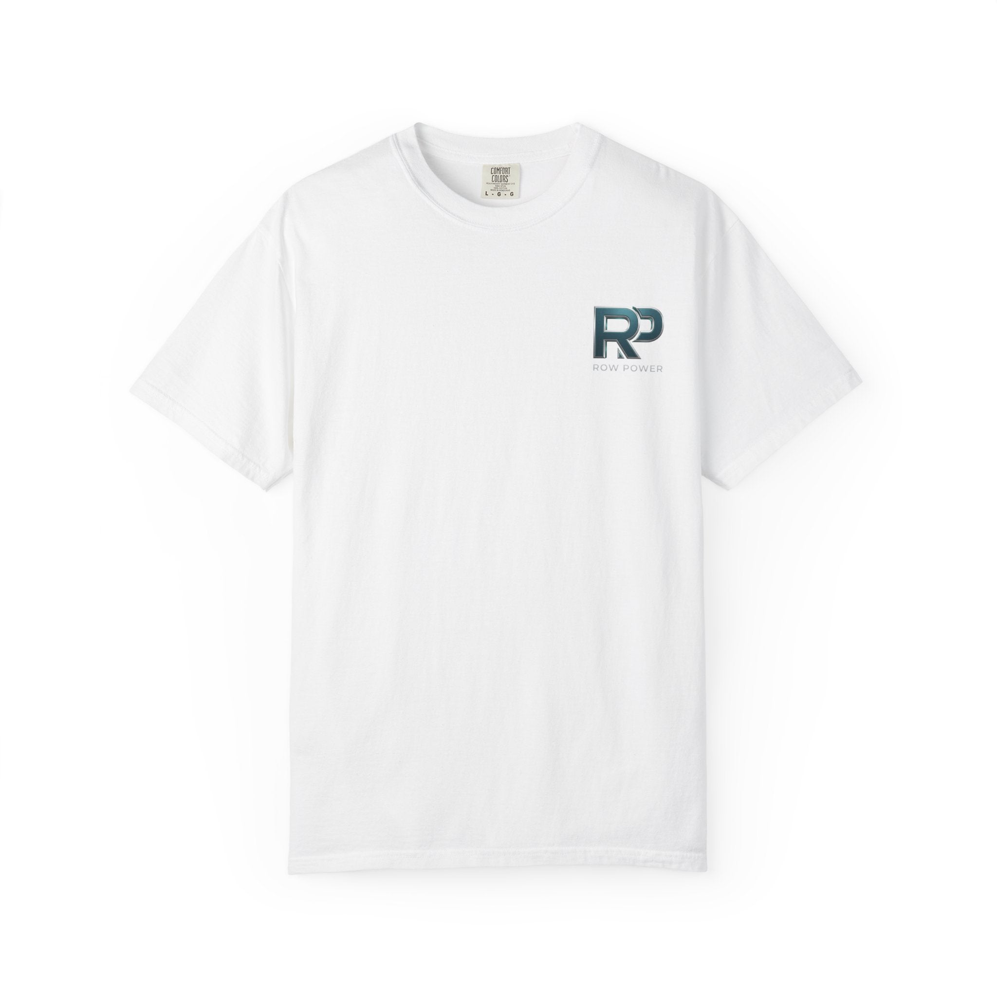 Row Power Logo T-Shirt — Athletic Crew Tee with Metallic RP Design
