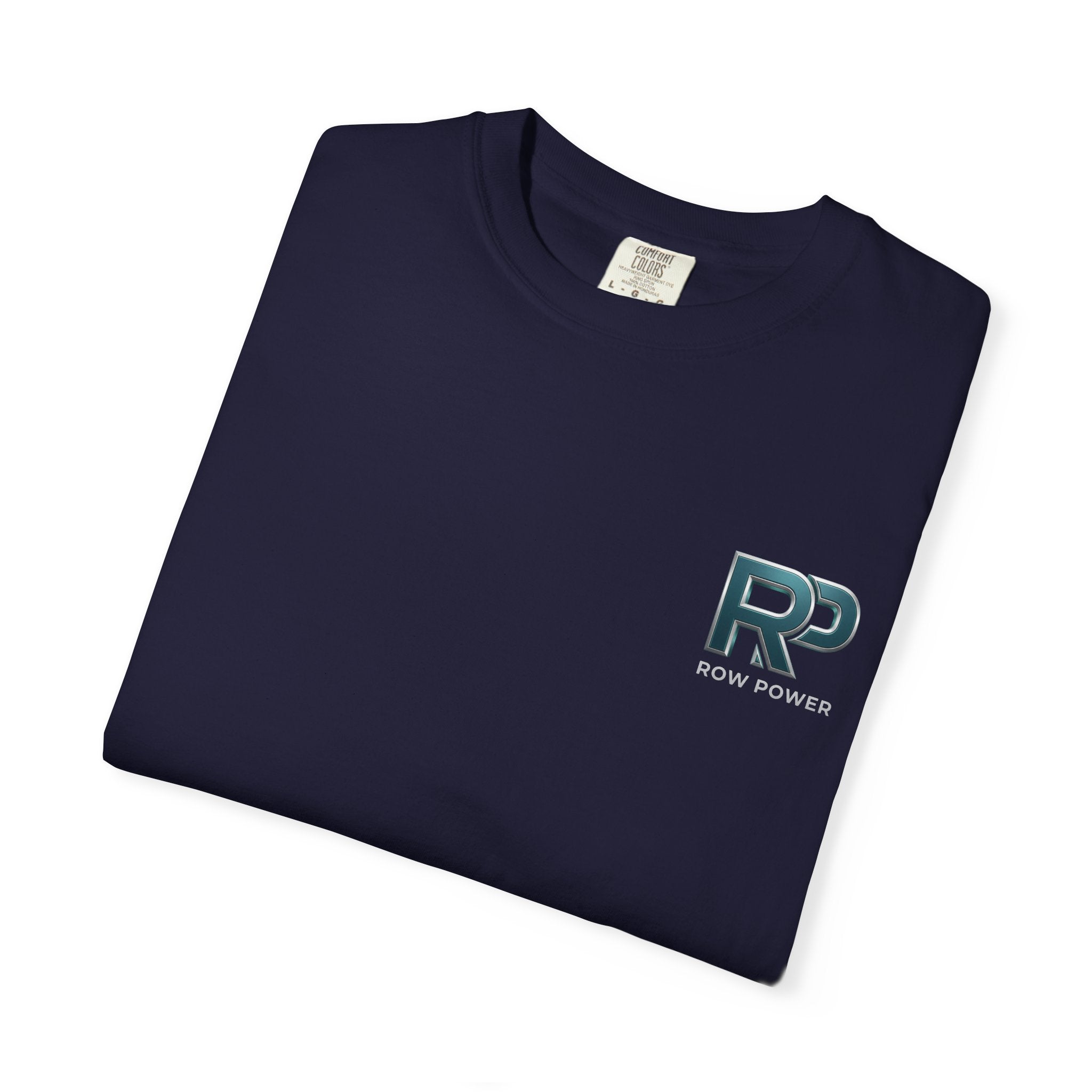 Row Power Logo T-Shirt — Athletic Crew Tee with Metallic RP Design