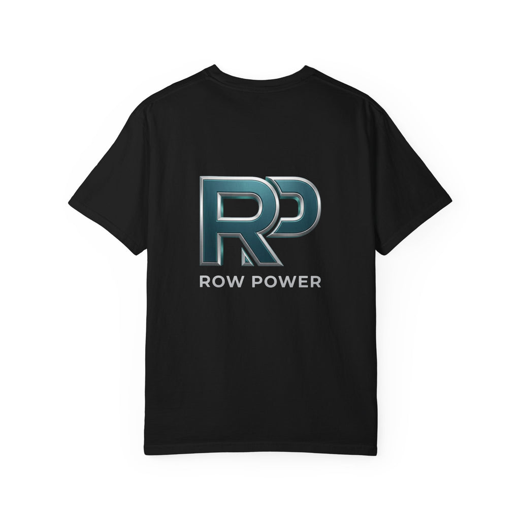 Row Power Logo T-Shirt — Athletic Crew Tee with Metallic RP Design