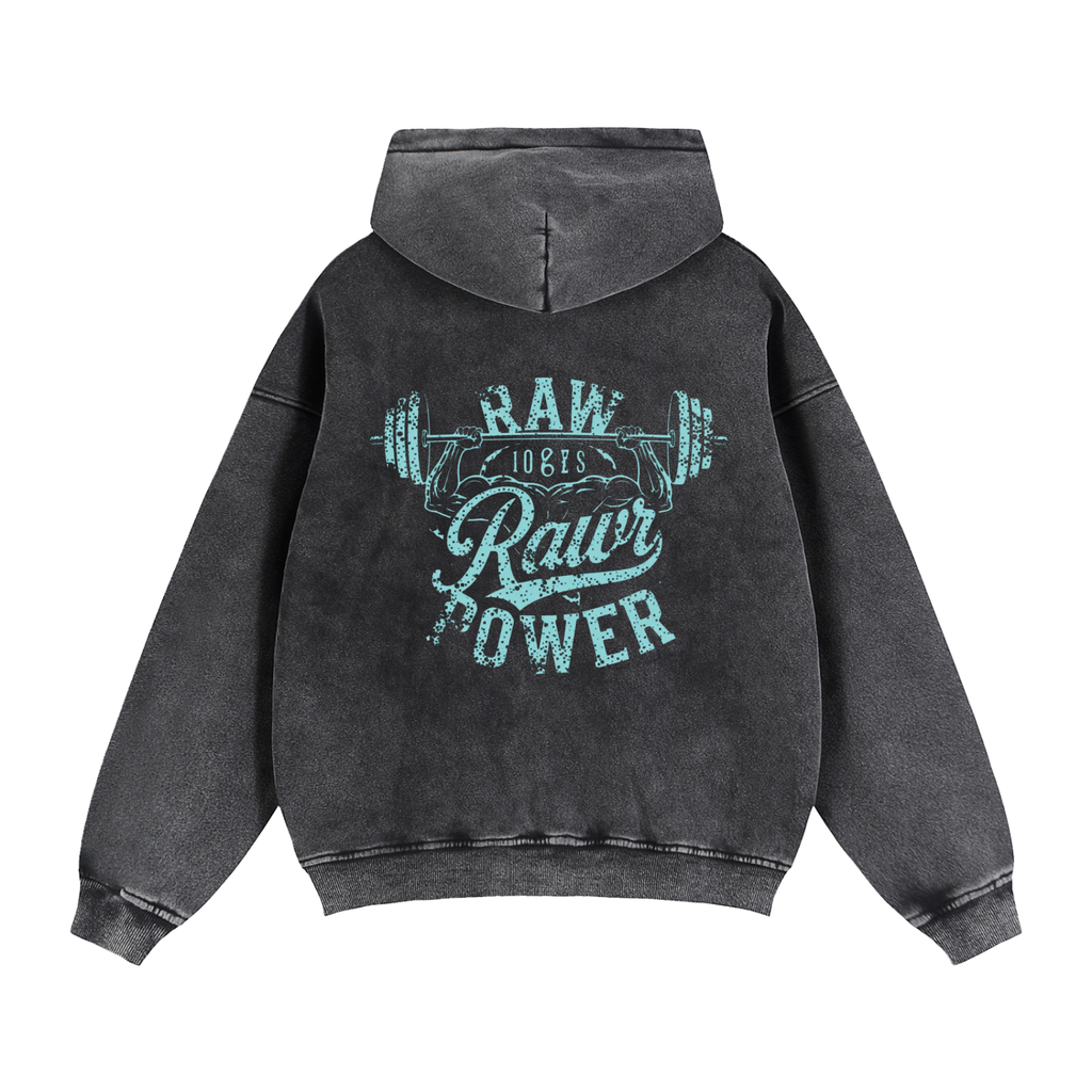 Boxy Fleece Hoodie Zip-Through Raw Power