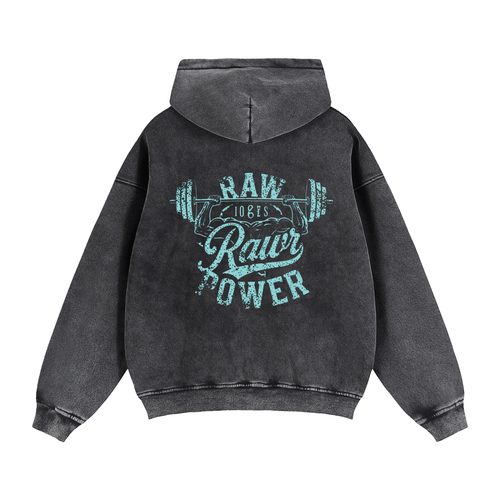 Boxy Fleece Hoodie Zip-Through Raw Power