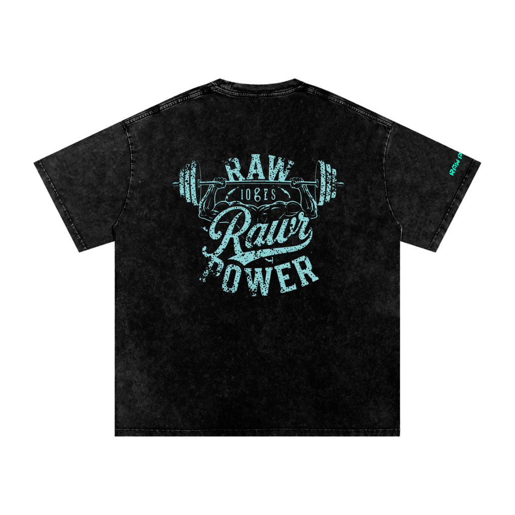 Oversized Cotton T-Shirt Snow Washed Raw Power