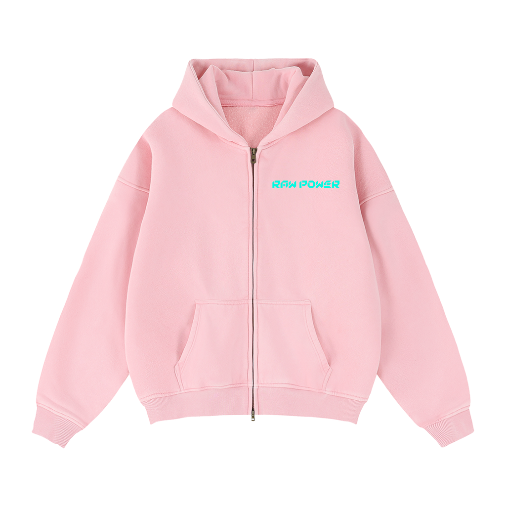 Boxy Fleece Hoodie Zip-Through Raw Power